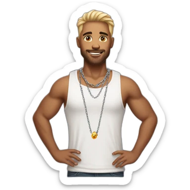 guy wearing tanktop and chain necklace sticker