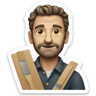 European artist man holding a palette sticker