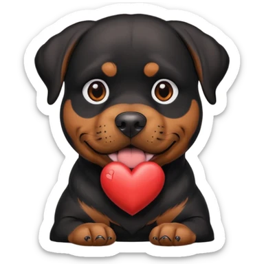 rottweiler with a heart sticker