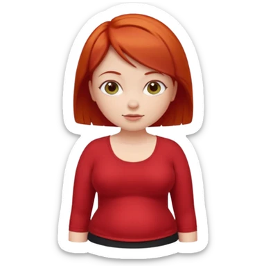Lazy Short woman with straight ahort red hair and fat tummy sticker