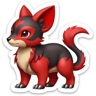 Cute cool black red animal hybrid Fakemon full body sticker