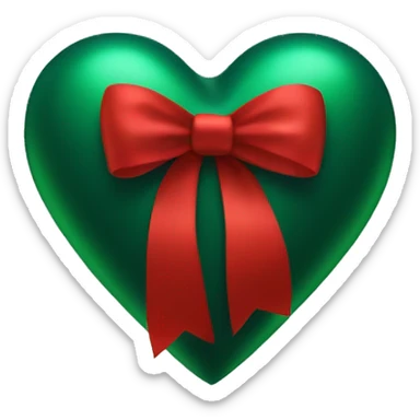 Dark green heart with red bow  sticker