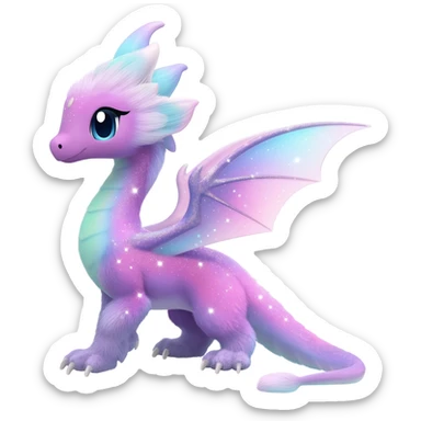 Pastel nebula furry realistic glittery Randomly-faerie-drake-colored sparkly exotic Fakémon-creature sticker