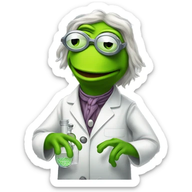 Kermit the Frog Mad-Scientist sticker