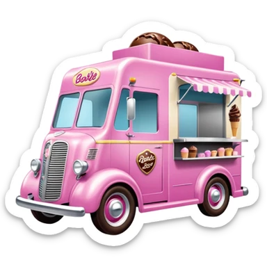 Barbie’s 1937 racing chocolate ice cream dream house food truck  sticker