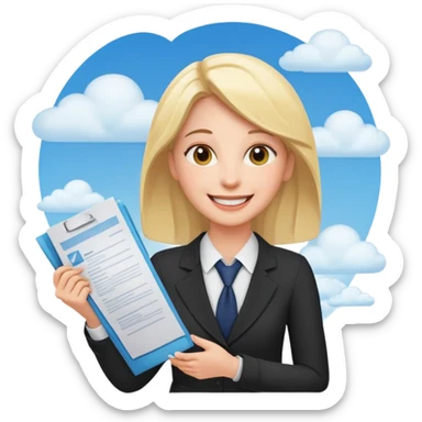 make her happy. she got accepted from her interview. now she is verry happy and confident. wearing interview clothes again. she is SMILING BIG. she is holding her cv to the sky, from happiness sticker