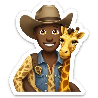 Cowboy riding a giraffe  sticker
