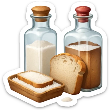 a one victorian bottle of salt and a loaf of bread sticker
