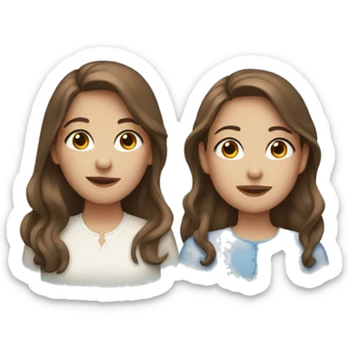 Sisters with brown hair and blue eyes sticker