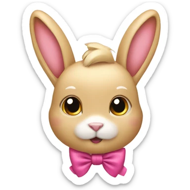 Blonde rabbit with pink bow  sticker