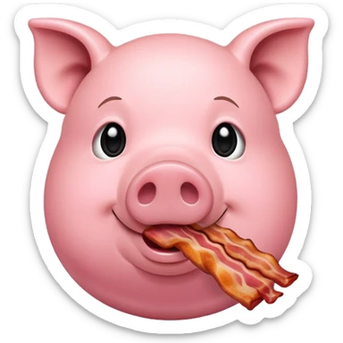 pig eating bacon sticker