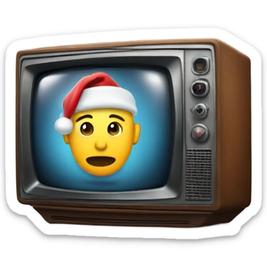 Tv with old Christmas film on sticker