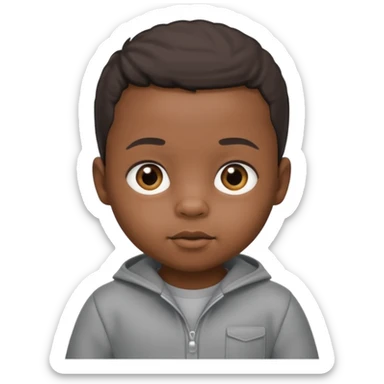 Black baby with straight face in a grey jumpsuit sticker