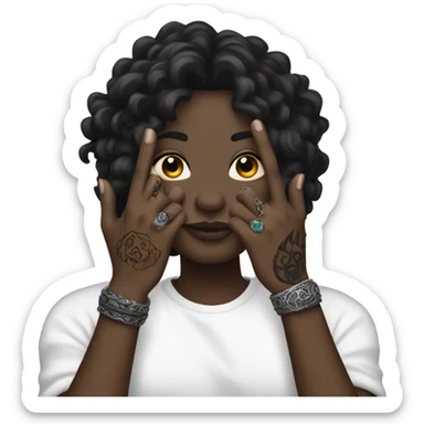 Black hand with tattoos and rings  sticker