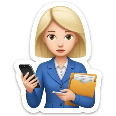 same woman but leaving documents to phone sticker