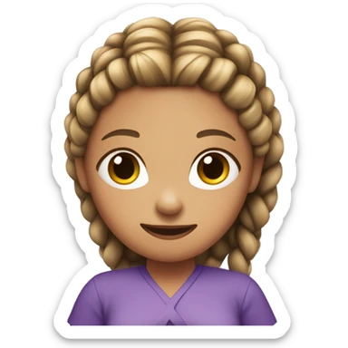 girl sitting criss cross purple shirt braids sticker