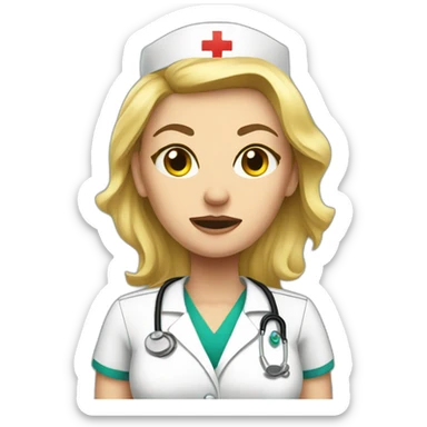 pissed off blonde woman nurse sticker