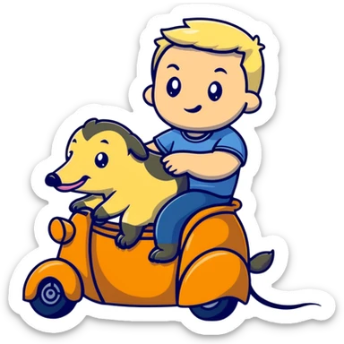 Blond man in casual clothes riding a anteater sticker