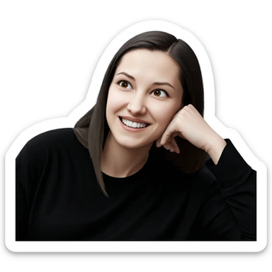 smiling girl in black shirt sticker