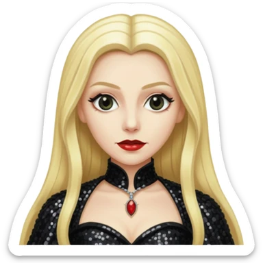 Countess Dracula with long blonde hair, black sequin outfit  sticker