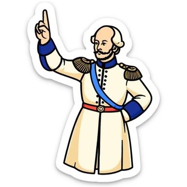Peter I of Russia in imperial clothing pointing commandingly to the right sticker