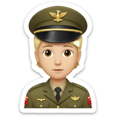 soldier with blonde hair no hats sticker