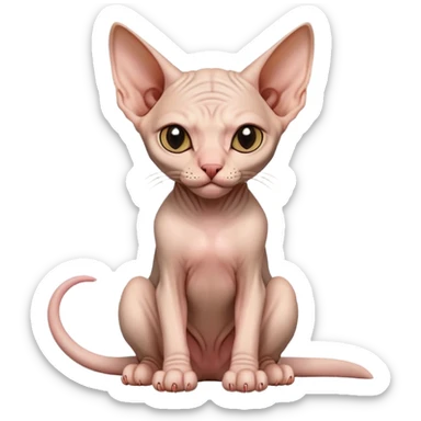 hairless sphynx cat full body sitting winking sticker