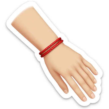 One hand with red bracelet thread  sticker