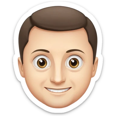 vladimir zelensky simple round face big expressive eyes smiling sticker