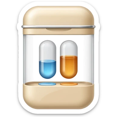 medicine capsule in case in nutral colors sticker