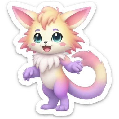 Anthro-Pastel-Gradient-Fur-Sona-Chibi-Shiny-Fakémon full body sticker