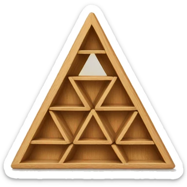 simple 3 wooden blocks that form a triangle once stacked on top of each other. the block gets wider from the bottom sticker