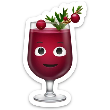Cranberry juice with pine garnish sticker