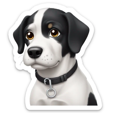 short haired black and white dog with short floppy ears sticker
