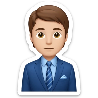 white man with brown hair in blue elegant suit sticker