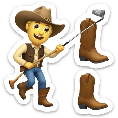 Caucasian cowboy playing golf sticker