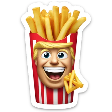 donald trump smiling eating mcdonalds fries sticker