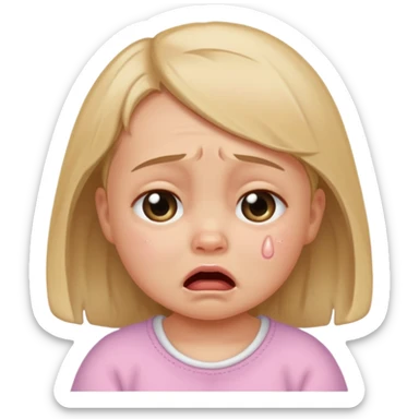 a portrait of small crying baby gỉrl sticker
