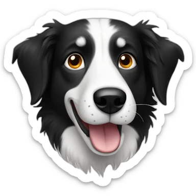 Skinny face Black and white Border collie dog Pixar style sticker