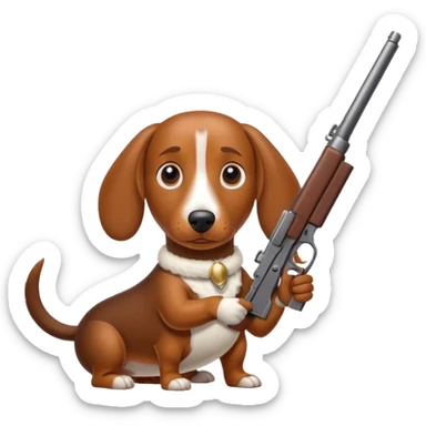 Wiener dog with gun sticker