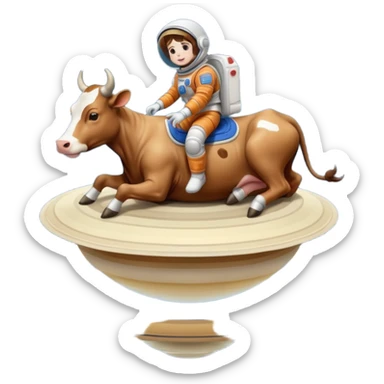 a cow and saturn but the cow head on top of saturn and human feet at the bottom sticker