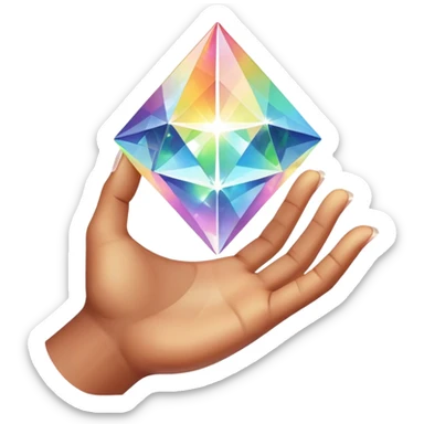 Create a stunning open hand with a prism in the middle of it sticker