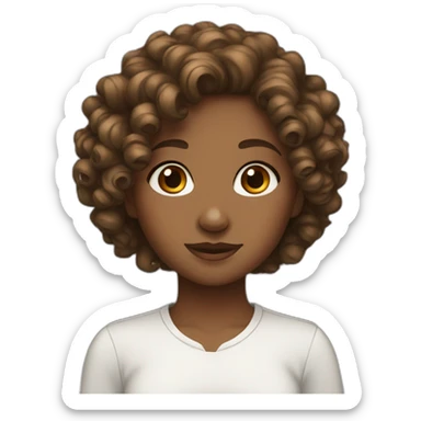 brown girl curly hair white shirt sticker