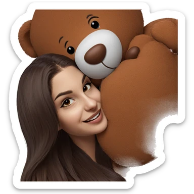 smiling girl with teddy bear sticker