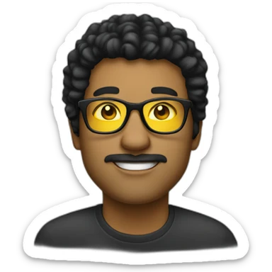 white entreprenuer with yellow tinted glasses and combed black hair sticker