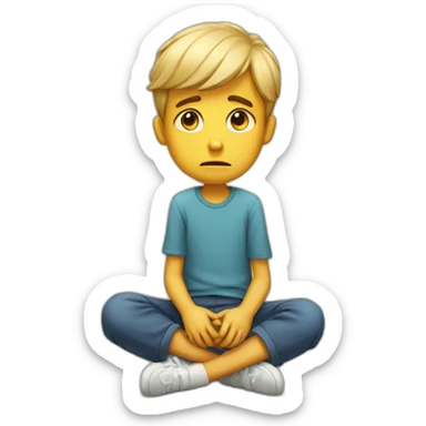 A sad boy without family sticker