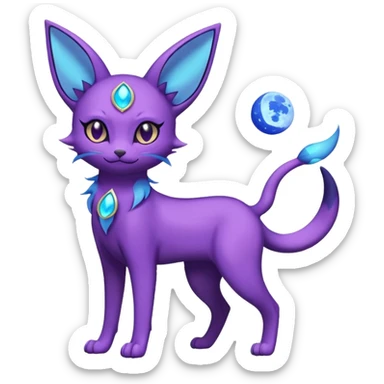 Magical Lunar Celestial Moon-powered Espeon-Umbreon-Purrloin-Delcatty-fusion (full body) sticker
