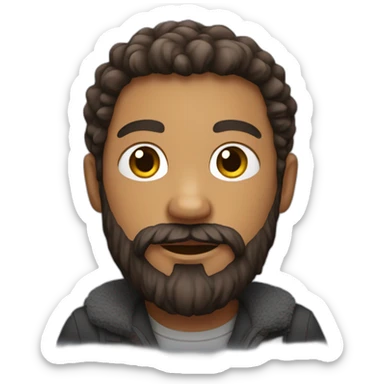 bearded boy with stuffed toy sticker