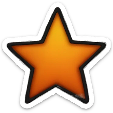 star half black, half orange burnt sticker
