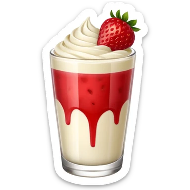 vaso de crema blanca con fresas encima sticker